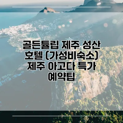 골든튤립 제주 성산 호텔 (가성비숙소) 제주 아고다 특가 예약팁
