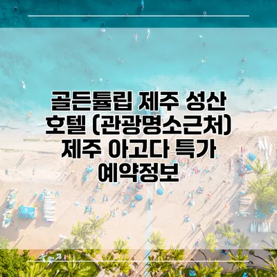 골든튤립 제주 성산 호텔 (관광명소근처) 제주 아고다 특가 예약정보