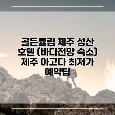 골든튤립 제주 성산 호텔 (바다전망 숙소) 제주 아고다 최저가 예약팁