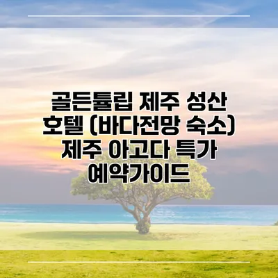 골든튤립 제주 성산 호텔 (바다전망 숙소) 제주 아고다 특가 예약가이드