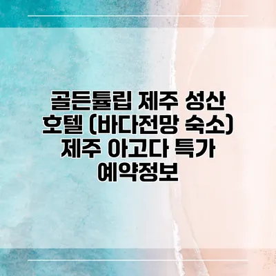 골든튤립 제주 성산 호텔 (바다전망 숙소) 제주 아고다 특가 예약정보