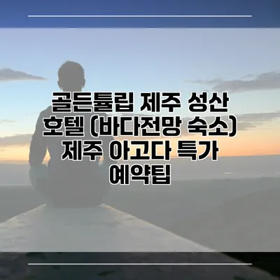골든튤립 제주 성산 호텔 (바다전망 숙소) 제주 아고다 특가 예약팁