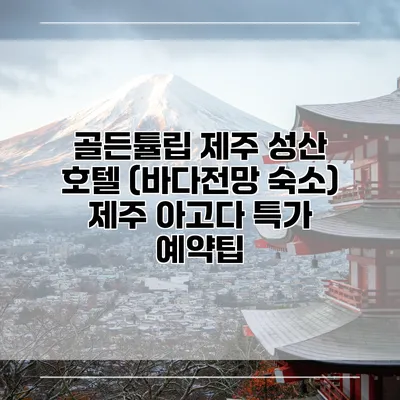 골든튤립 제주 성산 호텔 (바다전망 숙소) 제주 아고다 특가 예약팁