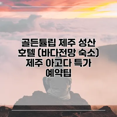 골든튤립 제주 성산 호텔 (바다전망 숙소) 제주 아고다 특가 예약팁