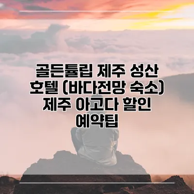 골든튤립 제주 성산 호텔 (바다전망 숙소) 제주 아고다 할인 예약팁