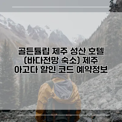 골든튤립 제주 성산 호텔 (바다전망 숙소) 제주 아고다 할인 코드 예약정보