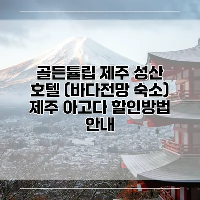 골든튤립 제주 성산 호텔 (바다전망 숙소) 제주 아고다 할인방법 안내