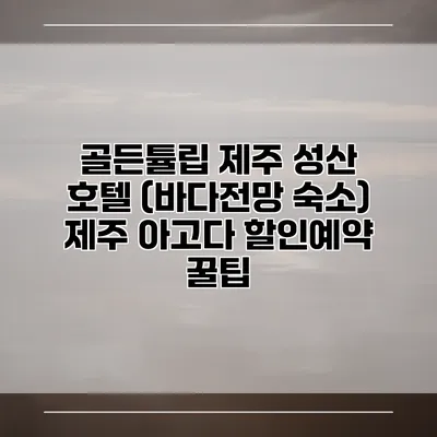 골든튤립 제주 성산 호텔 (바다전망 숙소) 제주 아고다 할인예약 꿀팁