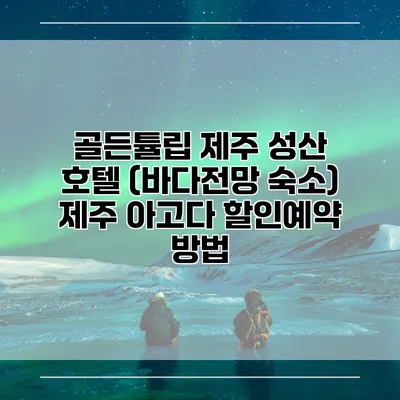 골든튤립 제주 성산 호텔 (바다전망 숙소) 제주 아고다 할인예약 방법