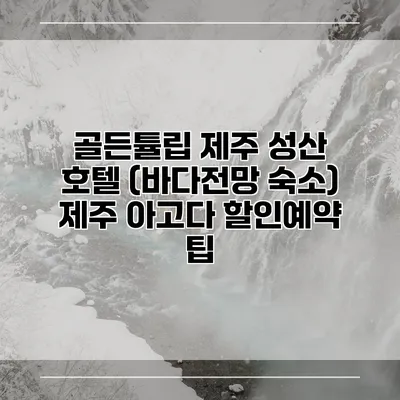 골든튤립 제주 성산 호텔 (바다전망 숙소) 제주 아고다 할인예약 팁