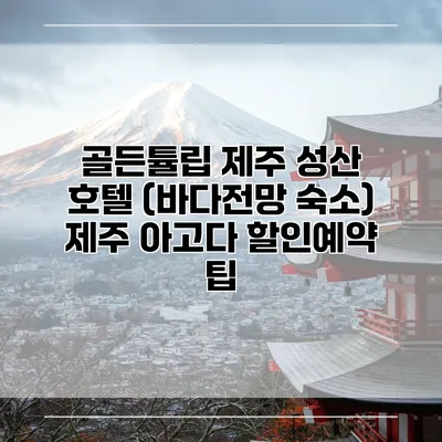 골든튤립 제주 성산 호텔 (바다전망 숙소) 제주 아고다 할인예약 팁