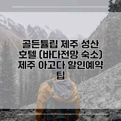 골든튤립 제주 성산 호텔 (바다전망 숙소) 제주 아고다 할인예약 팁