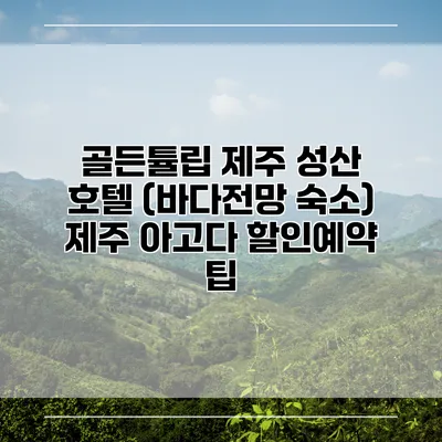 골든튤립 제주 성산 호텔 (바다전망 숙소) 제주 아고다 할인예약 팁