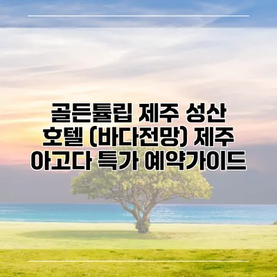 골든튤립 제주 성산 호텔 (바다전망) 제주 아고다 특가 예약가이드