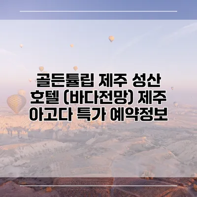 골든튤립 제주 성산 호텔 (바다전망) 제주 아고다 특가 예약정보