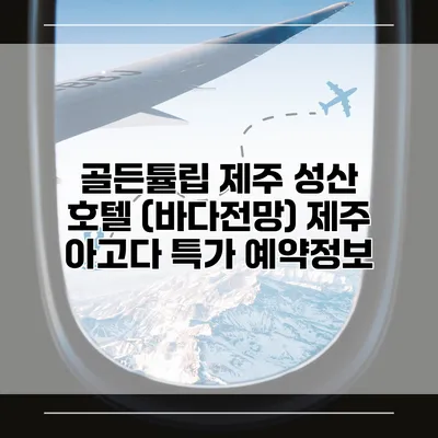 골든튤립 제주 성산 호텔 (바다전망) 제주 아고다 특가 예약정보