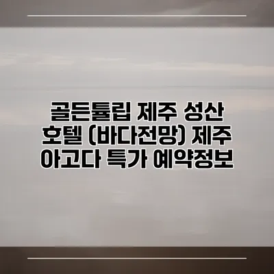 골든튤립 제주 성산 호텔 (바다전망) 제주 아고다 특가 예약정보
