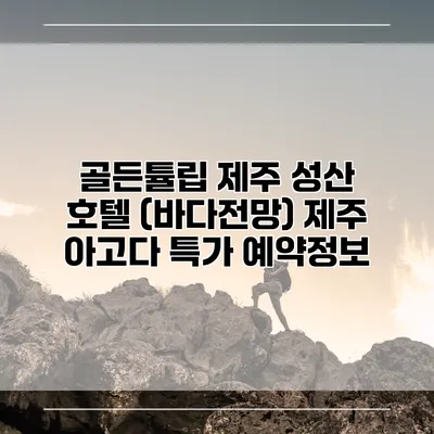 골든튤립 제주 성산 호텔 (바다전망) 제주 아고다 특가 예약정보