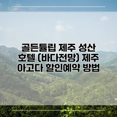 골든튤립 제주 성산 호텔 (바다전망) 제주 아고다 할인예약 방법
