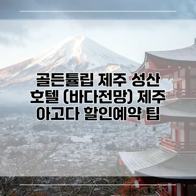 골든튤립 제주 성산 호텔 (바다전망) 제주 아고다 할인예약 팁