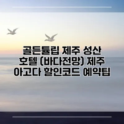 골든튤립 제주 성산 호텔 (바다전망) 제주 아고다 할인코드 예약팁
