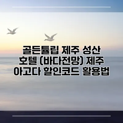 골든튤립 제주 성산 호텔 (바다전망) 제주 아고다 할인코드 활용법