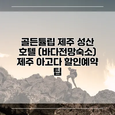 골든튤립 제주 성산 호텔 (바다전망숙소) 제주 아고다 할인예약 팁