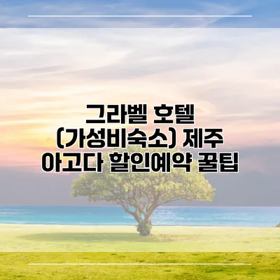 그라벨 호텔 (가성비숙소) 제주 아고다 할인예약 꿀팁