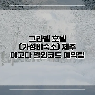 그라벨 호텔 (가성비숙소) 제주 아고다 할인코드 예약팁