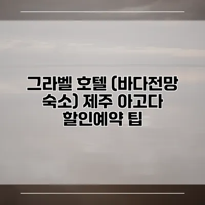그라벨 호텔 (바다전망 숙소) 제주 아고다 할인예약 팁