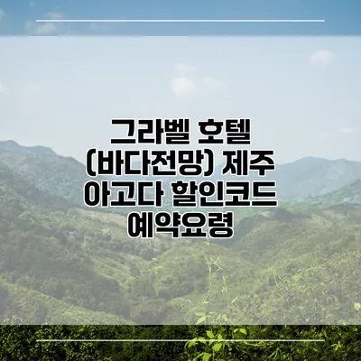 그라벨 호텔 (바다전망) 제주 아고다 할인코드 예약요령