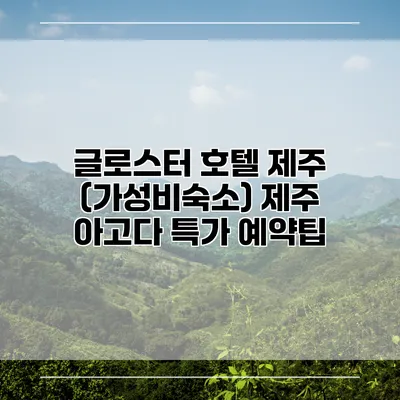 글로스터 호텔 제주 (가성비숙소) 제주 아고다 특가 예약팁