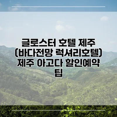 글로스터 호텔 제주 (바다전망 럭셔리호텔) 제주 아고다 할인예약 팁