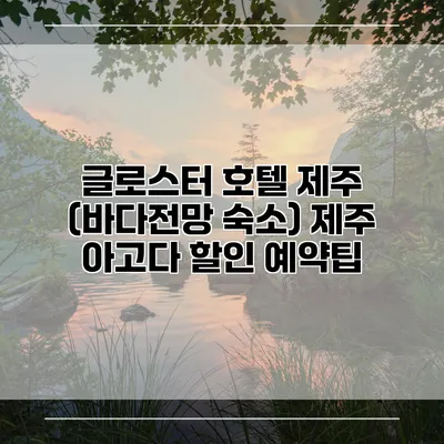 글로스터 호텔 제주 (바다전망 숙소) 제주 아고다 할인 예약팁