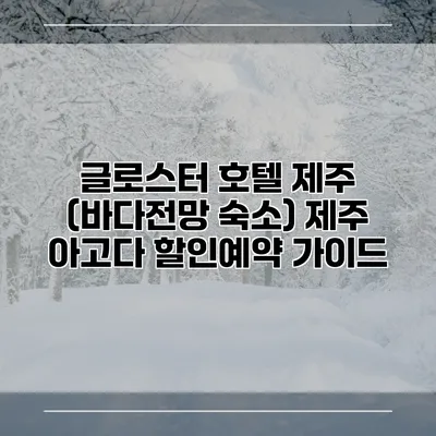 글로스터 호텔 제주 (바다전망 숙소) 제주 아고다 할인예약 가이드