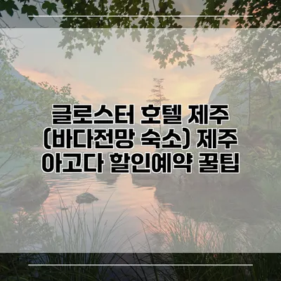 글로스터 호텔 제주 (바다전망 숙소) 제주 아고다 할인예약 꿀팁