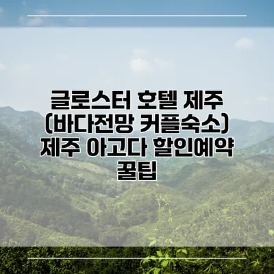 글로스터 호텔 제주 (바다전망 커플숙소) 제주 아고다 할인예약 꿀팁