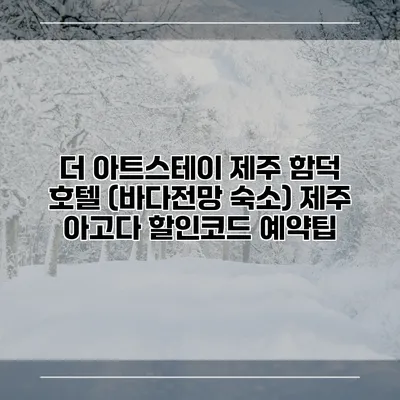 더 아트스테이 제주 함덕 호텔 (바다전망 숙소) 제주 아고다 할인코드 예약팁