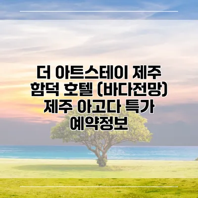 더 아트스테이 제주 함덕 호텔 (바다전망) 제주 아고다 특가 예약정보