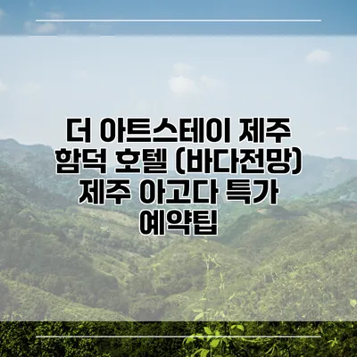 더 아트스테이 제주 함덕 호텔 (바다전망) 제주 아고다 특가 예약팁