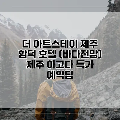 더 아트스테이 제주 함덕 호텔 (바다전망) 제주 아고다 특가 예약팁