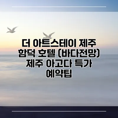 더 아트스테이 제주 함덕 호텔 (바다전망) 제주 아고다 특가 예약팁