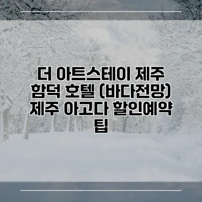 더 아트스테이 제주 함덕 호텔 (바다전망) 제주 아고다 할인예약 팁