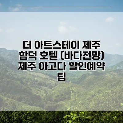 더 아트스테이 제주 함덕 호텔 (바다전망) 제주 아고다 할인예약 팁