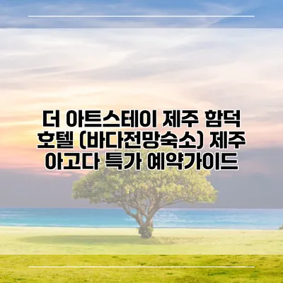 더 아트스테이 제주 함덕 호텔 (바다전망숙소) 제주 아고다 특가 예약가이드