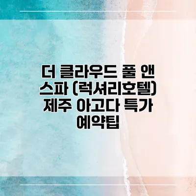 더 클라우드 풀 앤 스파 (럭셔리호텔) 제주 아고다 특가 예약팁
