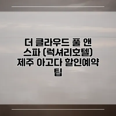 더 클라우드 풀 앤 스파 (럭셔리호텔) 제주 아고다 할인예약 팁