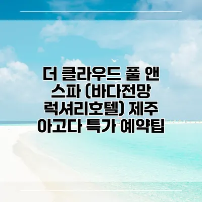 더 클라우드 풀 앤 스파 (바다전망 럭셔리호텔) 제주 아고다 특가 예약팁