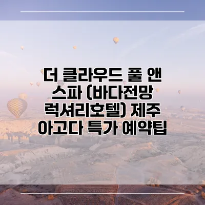 더 클라우드 풀 앤 스파 (바다전망 럭셔리호텔) 제주 아고다 특가 예약팁