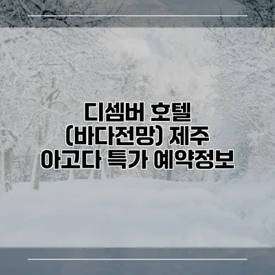 디셈버 호텔 (바다전망) 제주 아고다 특가 예약정보